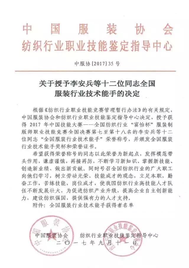 全國紡織行業“富怡杯”服裝制版師職業技能競賽獲獎名單揭曉！